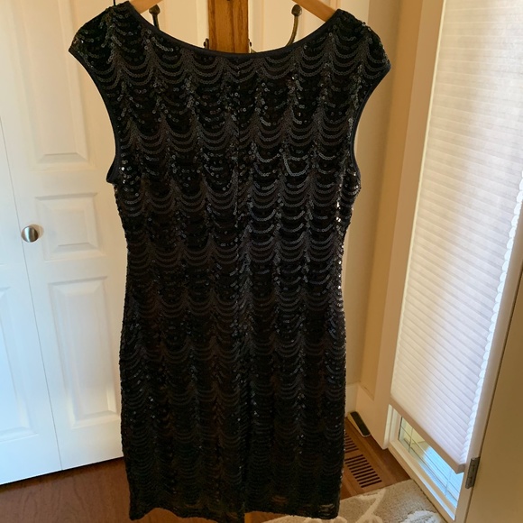 Evening Dress, Deep Navy Blue with Full Sequence - Picture 1 of 7